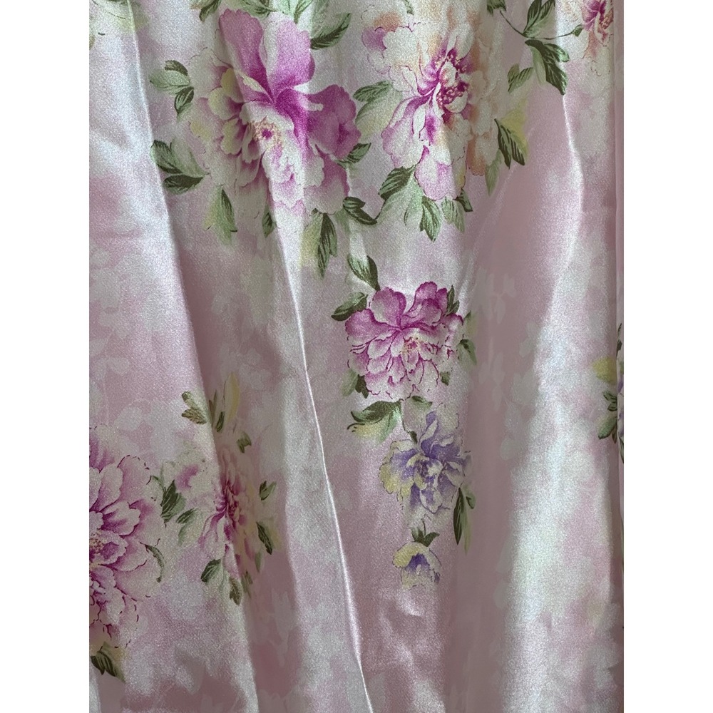 Oscar de la Renta Pink Label Floral Satin Chemise Nightgown Ruffle Strap S NWT - Picture 2 of 5